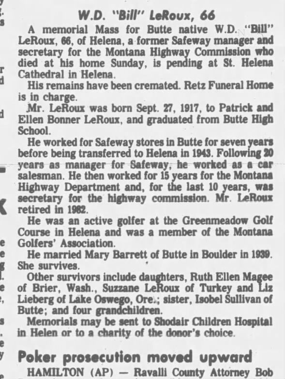 Clipping from The Montana Standard